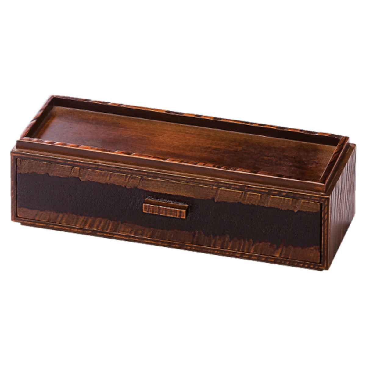 楽天市場】箸箱 木製 荒彫 カスター 引き出しタイプ 栃塗 楊枝入れ付き
