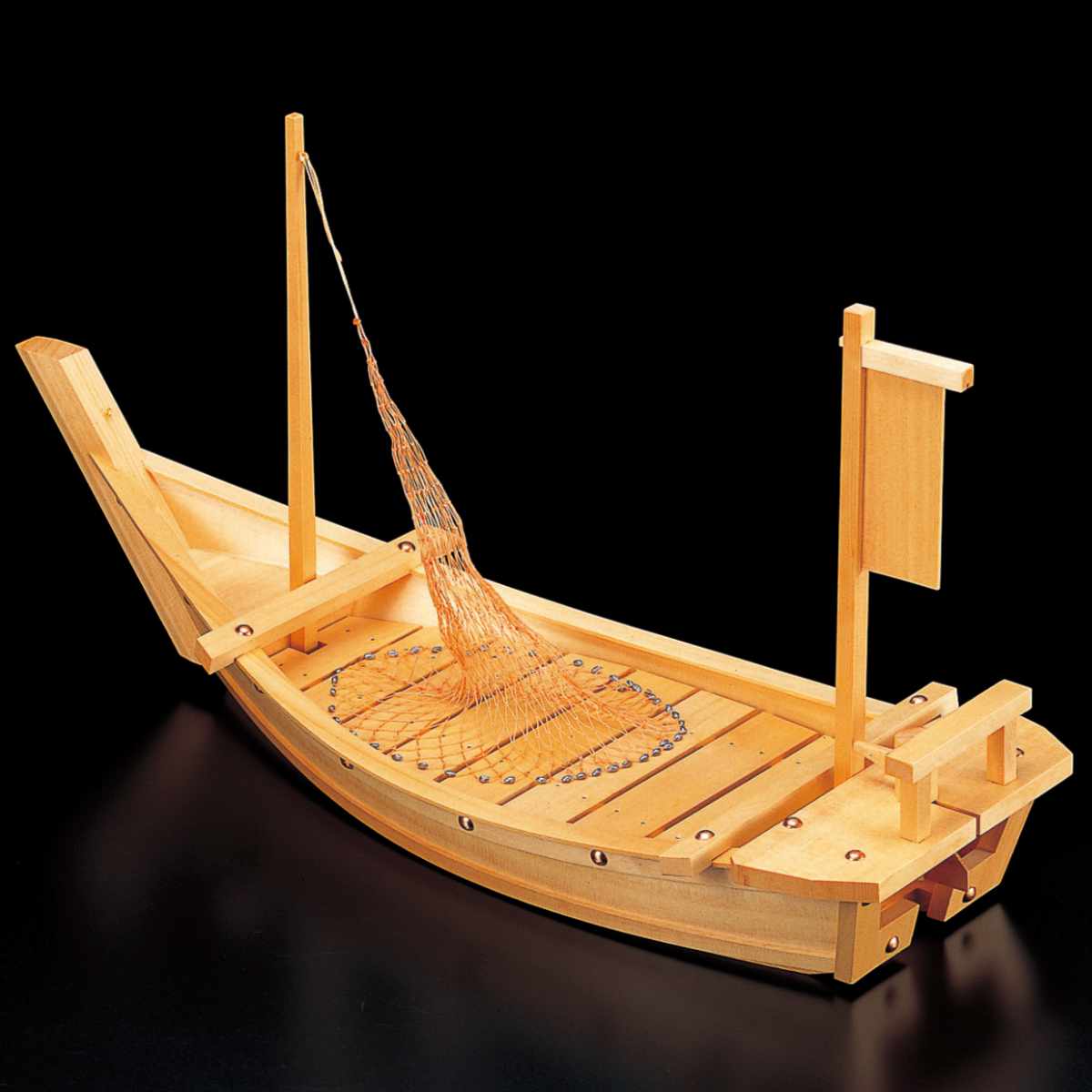 楽天市場】盛器 木製 2.5尺 玄海大漁舟 網付き 舟形 皿 食器 刺身 お