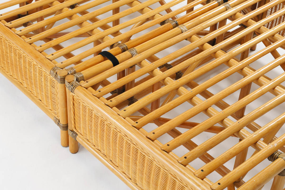 楽天市場】籐 シングルベッド 軽量 3分割 ラタンフレーム （ 送料無料