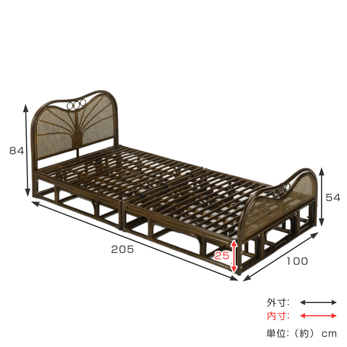 楽天市場】籐 シングルベッド フレームのみ （ 送料無料 ラタン ベッド