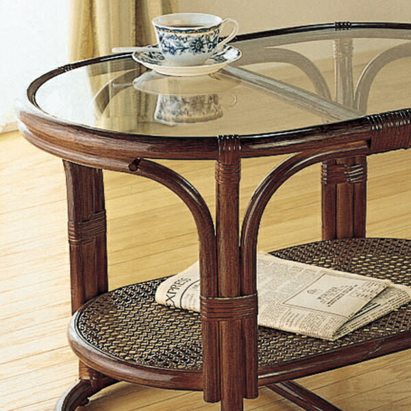 楽天市場】籐 テーブル ガラス天板 オーバル型 幅75cm （ 送料無料