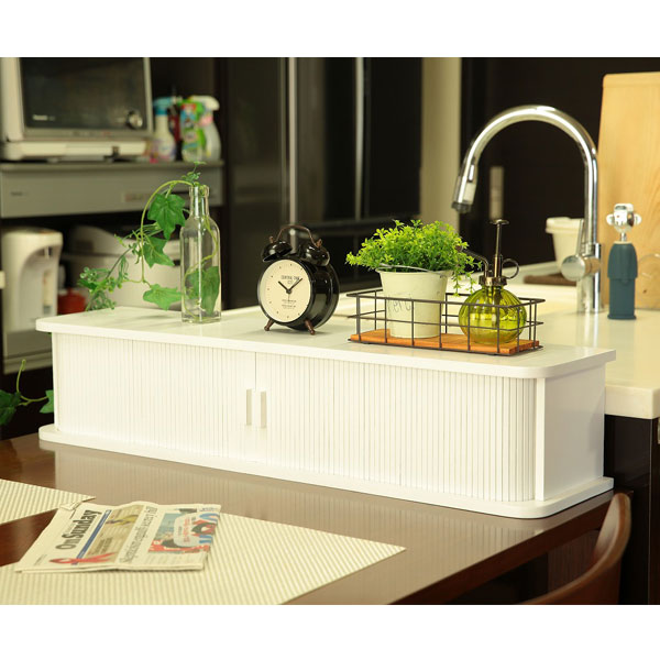 楽天市場】カウンター上収納 ジャバラ式キッチンカウンター上収納庫 幅