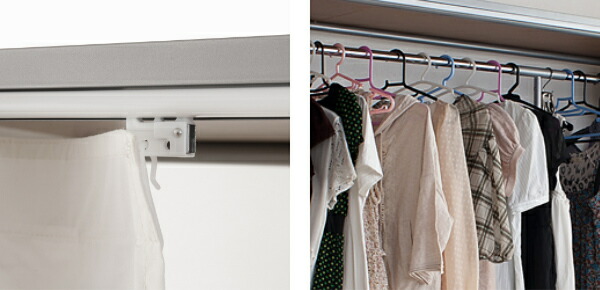 楽天市場】伸縮クローゼット 最大幅305cm ハンガーラック カーテン付き