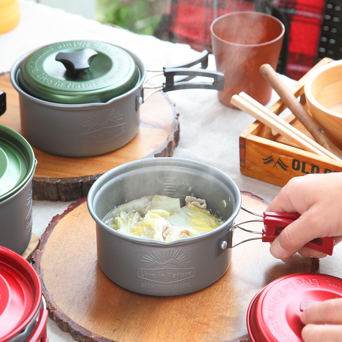 楽天市場】アルミ鍋 フタ付 13cm LIVE IN NATURE （ アウトドア 調理