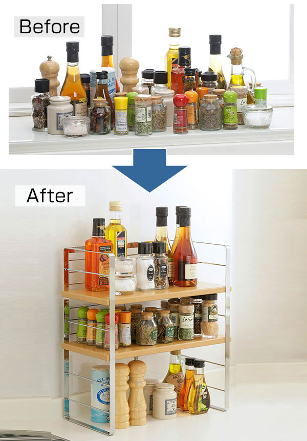 楽天市場】調味料ラック 幅40cm 木棚 出窓シェルフ （ スパイスラック