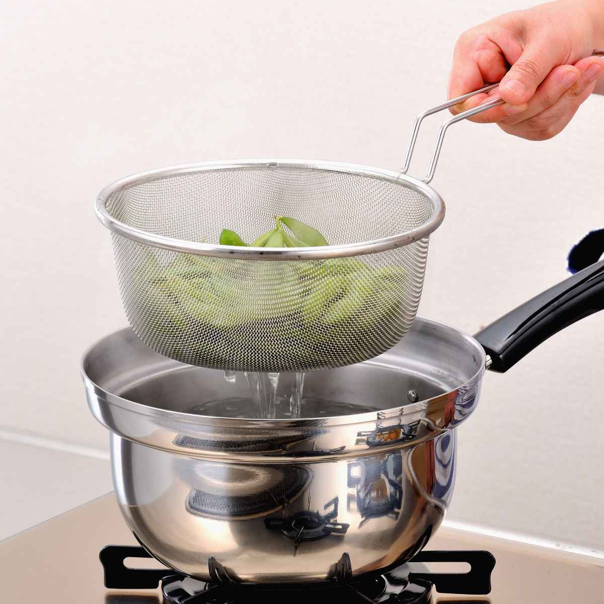 楽天市場】片手鍋3点セット 20cm IH対応 蓋付き ザル付き ゆで名人