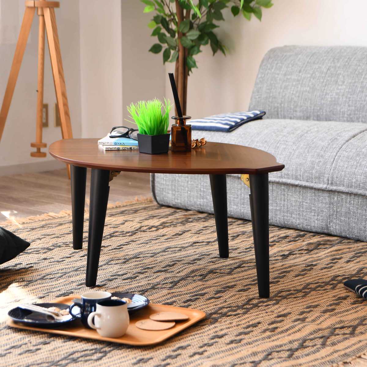 楽天市場】ローテーブル 折りたたみ 幅90cm センターテーブル リーフ