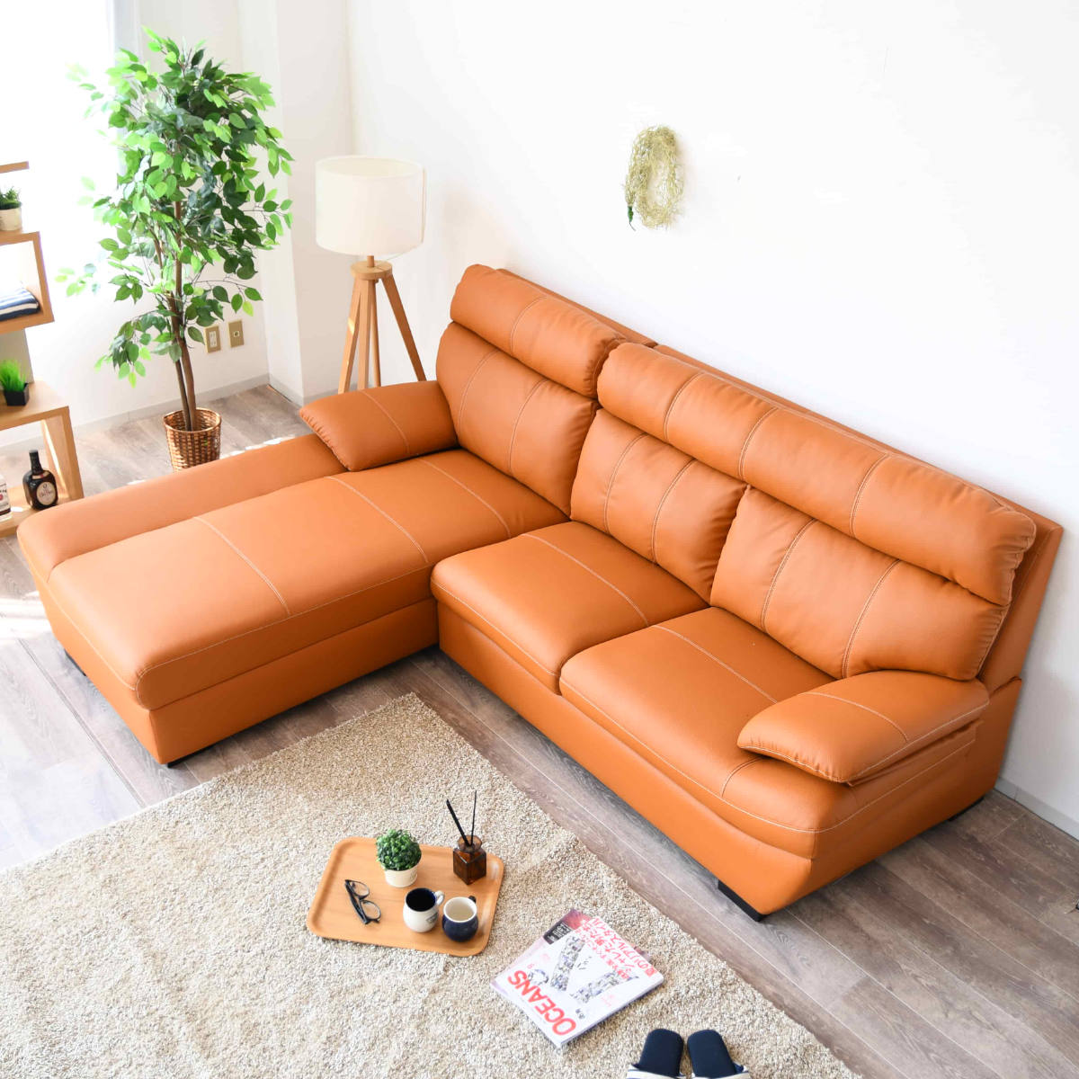 楽天市場】ソファ 3人掛け カウチソファ 右カウチ コルタナ （ 開梱