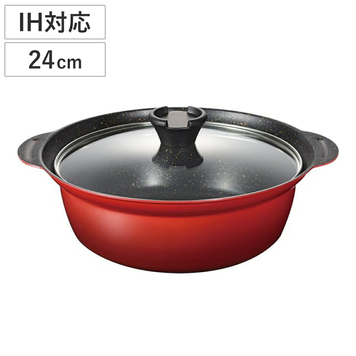 楽天市場】卓上鍋 24cm IH対応 ガラス蓋付き フチ付き なごみ丈膳