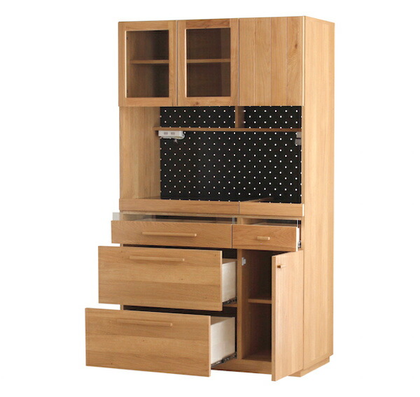 楽天市場】食器棚 北欧風 キッチンボード オーク材 幅105cm （ 送料