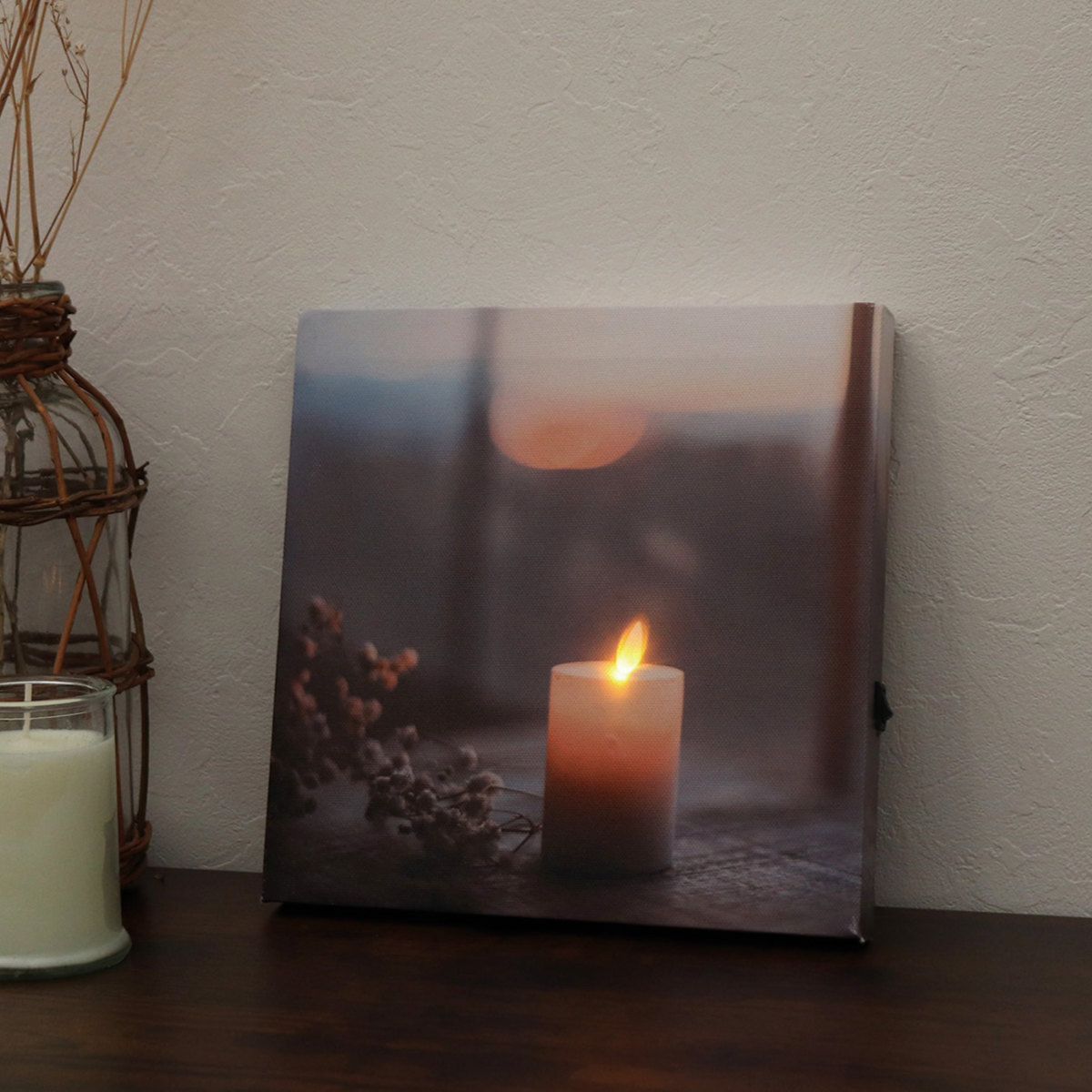 楽天市場】LEDキャンバスアート キャンドル ブーケ 20×20cm （ LED