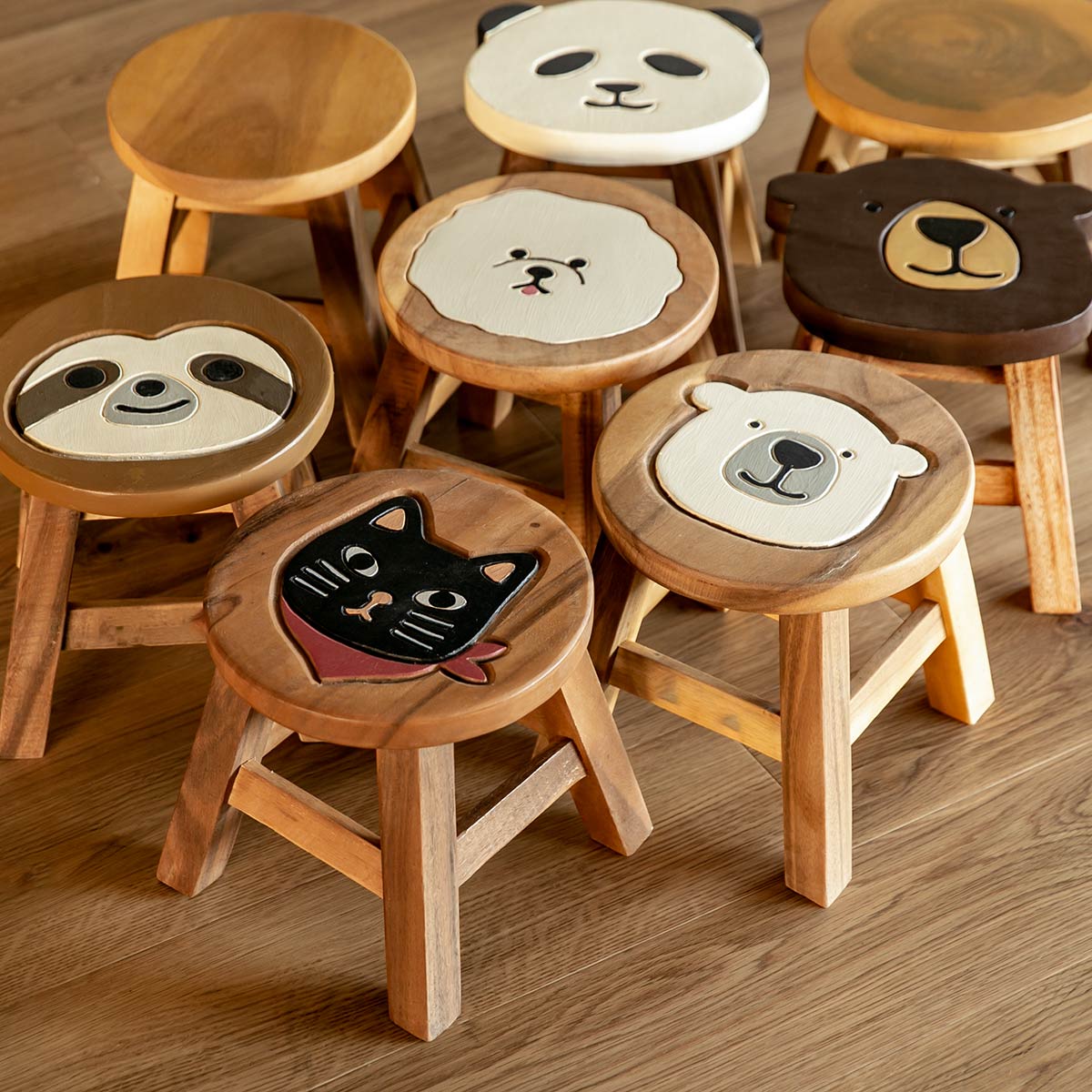 楽天市場】スツール シロクマ 木製 天然木 丸椅子 （ 丸 ウッド