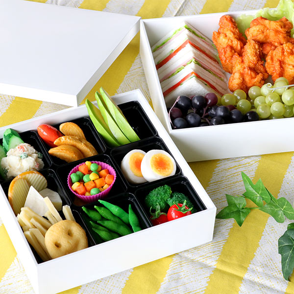 楽天市場】弁当箱 重箱 2段 3400ml 3人 4人用 21cm 角 二段重 ホワイト