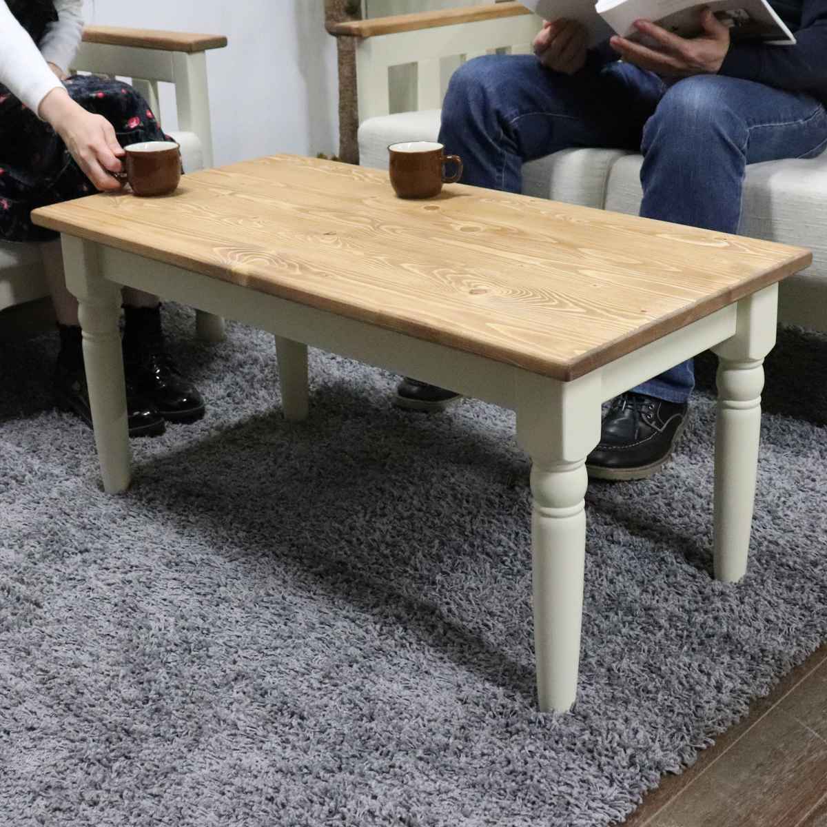 楽天市場】ローテーブル 小さめ 幅90cm 天然木 カントリー調