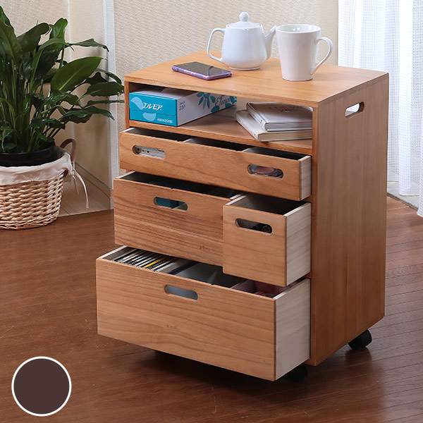 楽天市場】サイドワゴン 引出しワゴン 木製 キャスター付 幅45cm