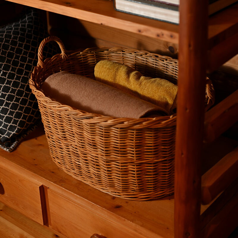 楽天市場】籐家具 ラタン 皮付きラタンのランドリーバスケット 脱衣