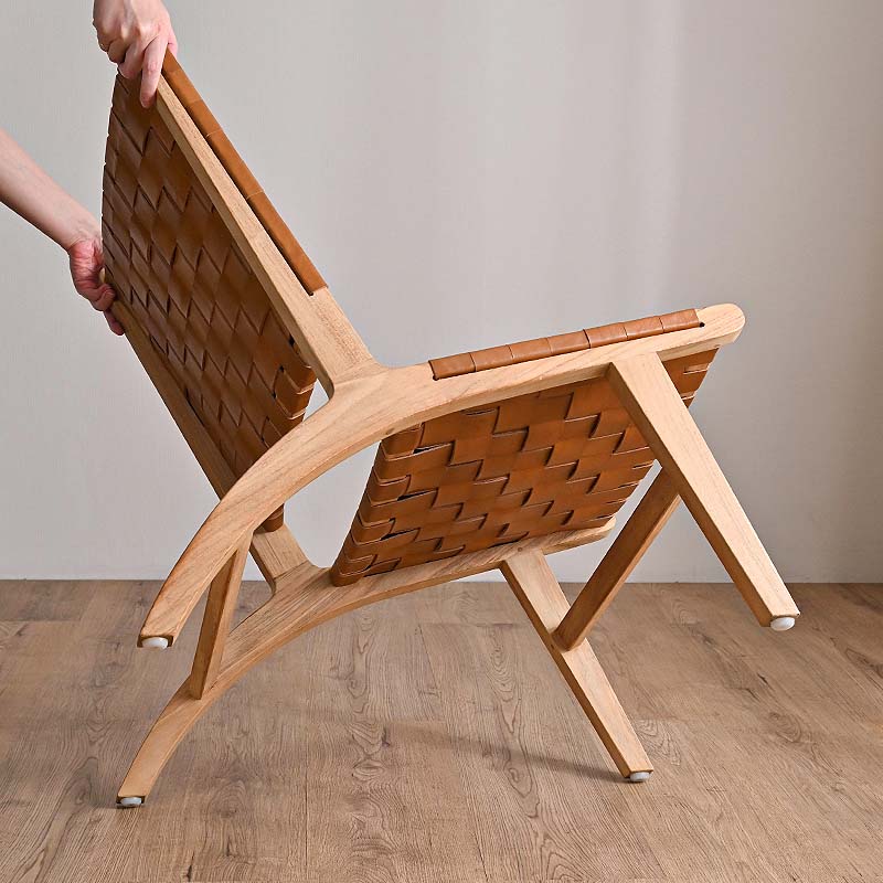 楽天市場】本革 チーク無垢材 ローチェア 木製 レザー 牛革 椅子