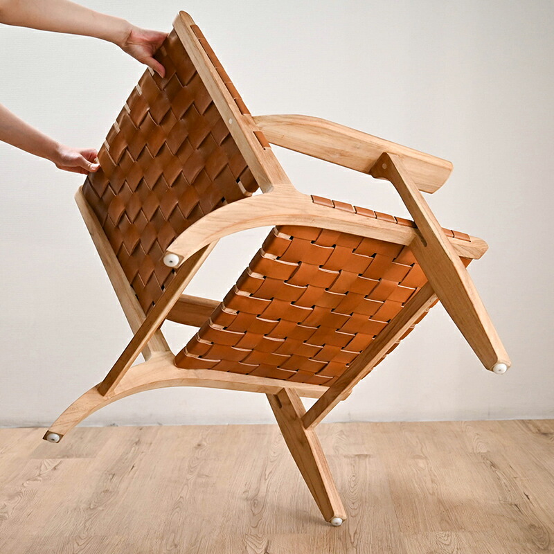 楽天市場】アジアン家具 レザー チーク無垢材 アーム付き ローチェア