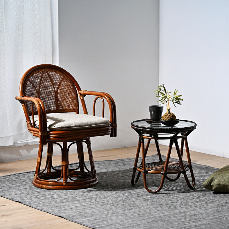 楽天市場】籐回転座椅子 籐 回転椅子 イス ラタンチェア 和 高座椅子