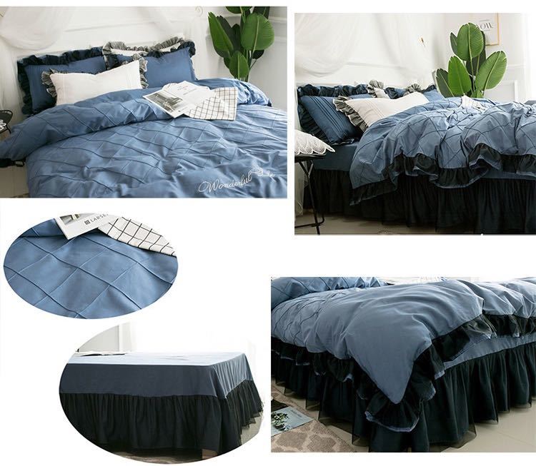 ベッド用品4点セット掛け布団カバー 枕カバー ベッドパッド ワイド