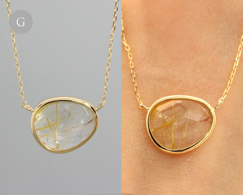 楽天市場】K18 スライス ルチルクォーツ ネックレス イエローゴールド