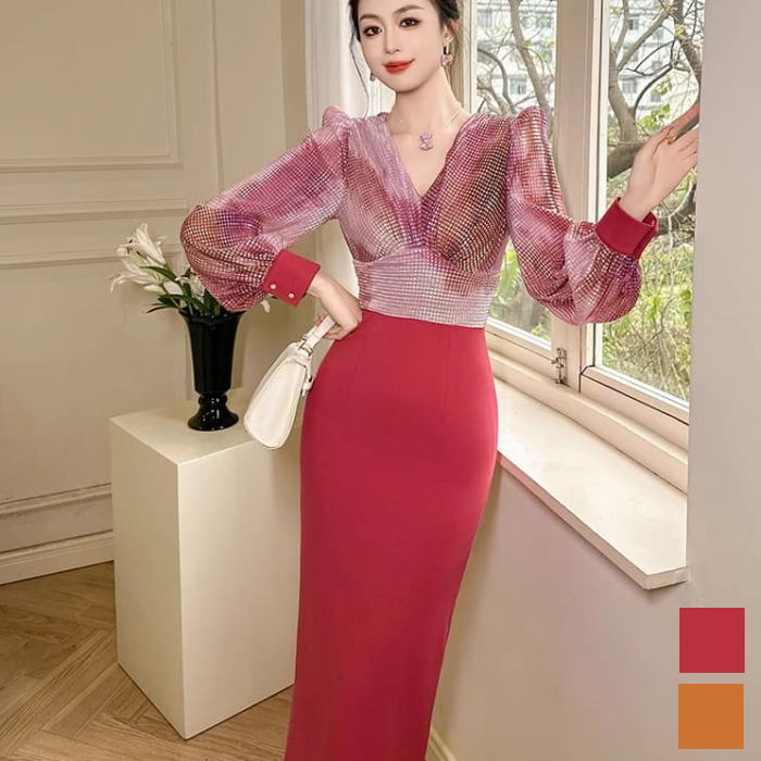 楽天市場】レディース vネック ワンピース グラデーション