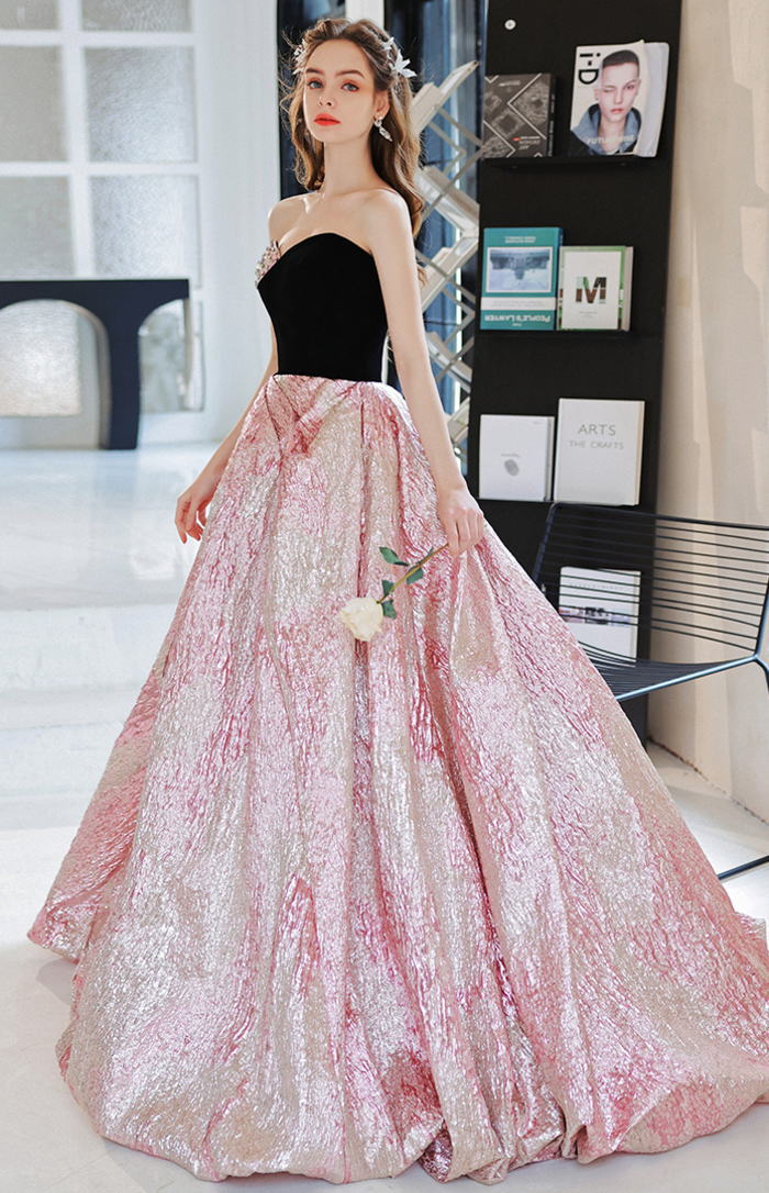 楽天市場】ANGEL カラードレス ベアトップ バイカラー ベロア ビジュー