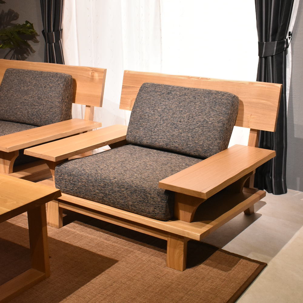 楽天市場】【開梱設置付】 和モダン木目がきれいな1Pソファー 高級タモ