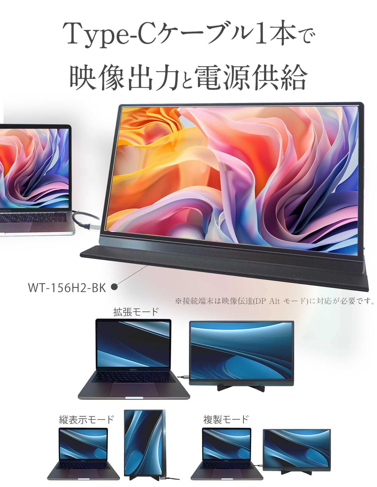 楽天市場】【送料無料】モバイルモニター フルHD 15.6インチ WT-156H2