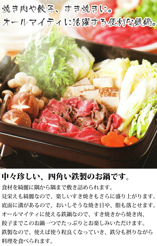 楽天市場】送料無料 【○日本製】彩食庵 ガス火専用 鉄製角型