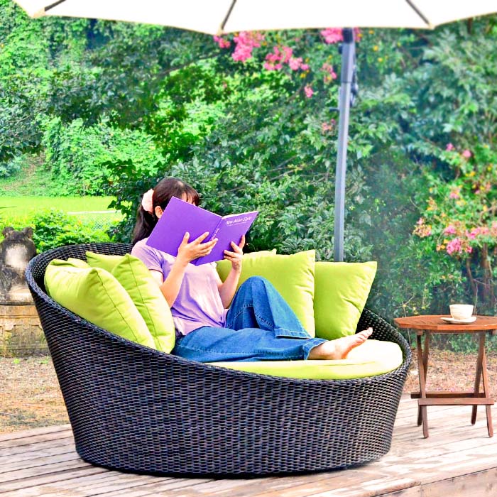 楽天市場】シンセティックラタン ラウンド型 ソファー 《幅158cm × 高