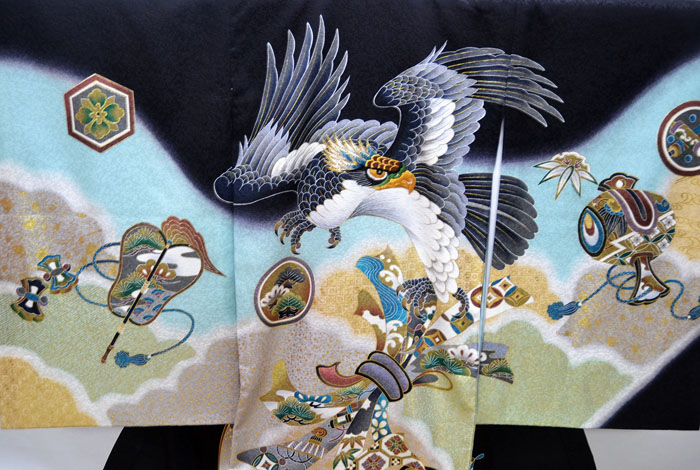 楽天市場】お宮参り 男の子 着物 男児 正絹 初着 産着 お祝い着 鷹に