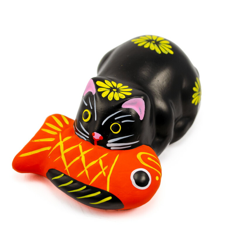 楽天市場】堤人形 つつみのおひなっこや 鯛引き寄せ猫 黒猫 幅8.5cm 和