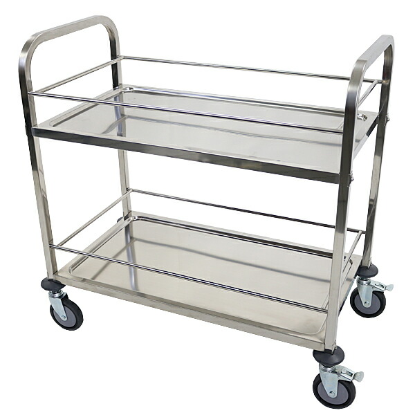 楽天市場】送料無料 ワゴン ステンレス サービスワゴン ガード付き 2段