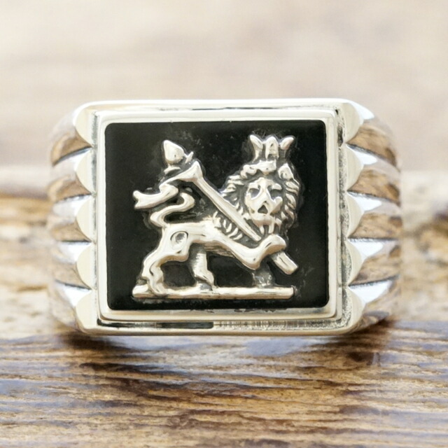 楽天市場】ジャー ライオン オニキス リング印台 指輪 シグネット