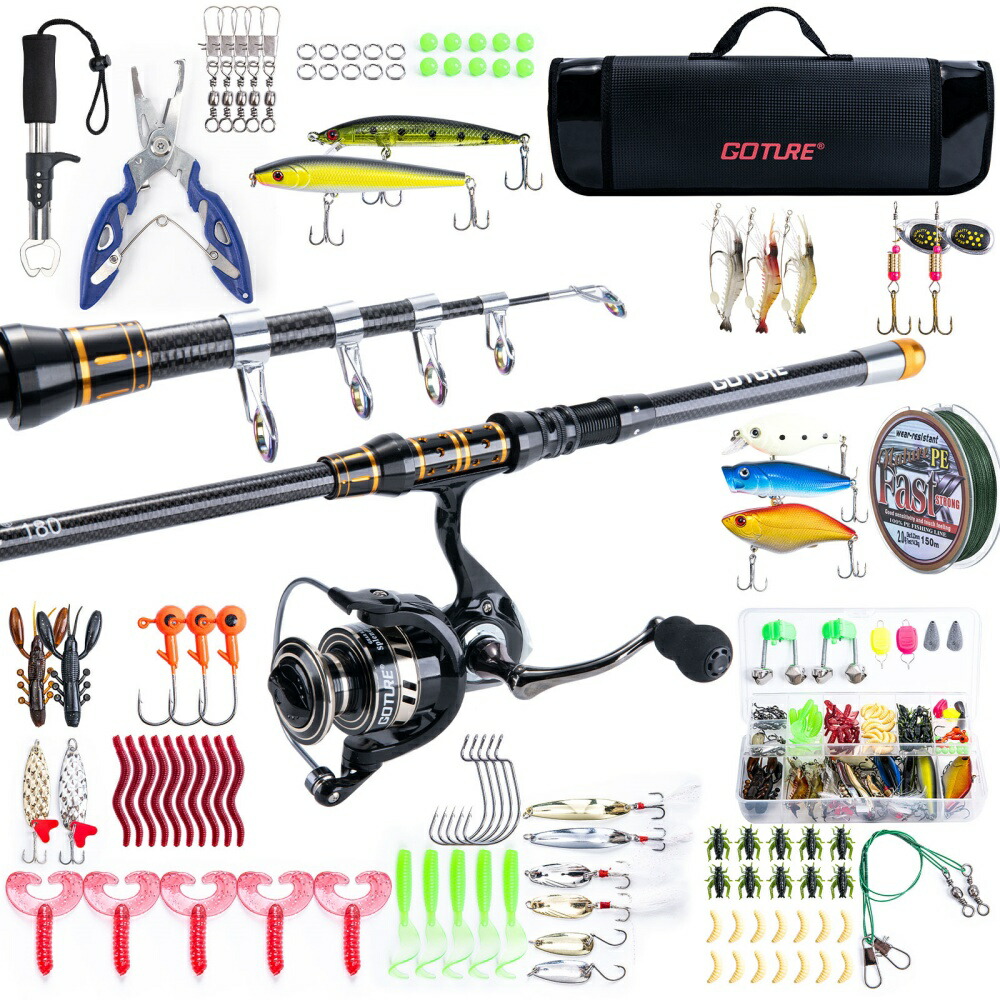 楽天市場】Goture 釣りセット 投げ竿 1.8m/2.1m/2.4m/2.7m スピニング