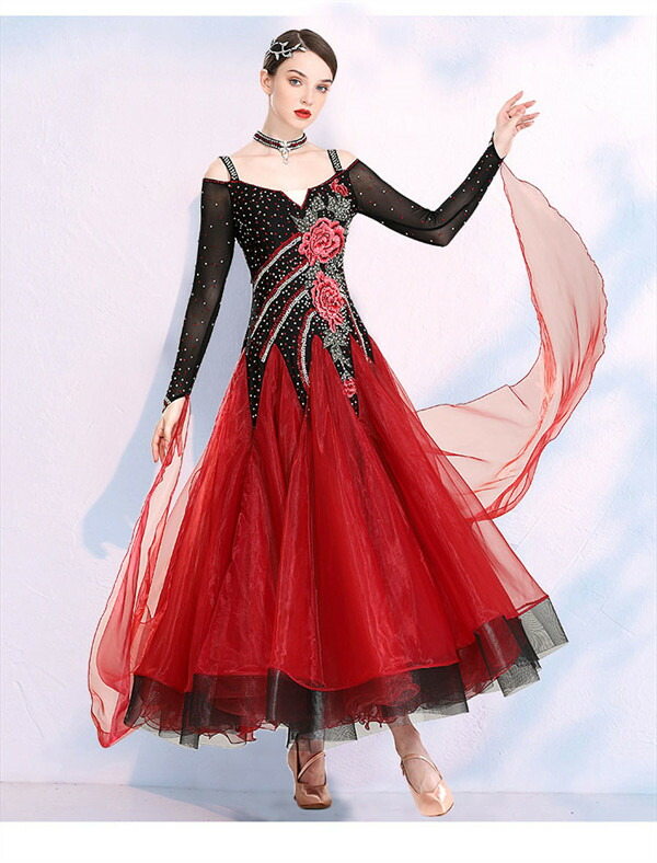 楽天市場】社交ダンス ワンピース モダンドレス 黒 大きいサイズ 長袖