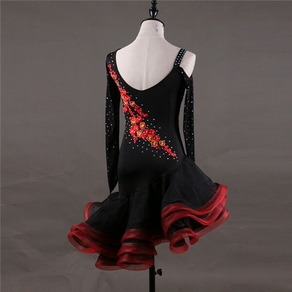 楽天市場】ラテン衣装 社交ダンス ラテンドレス ワンピース 黒 赤 練習