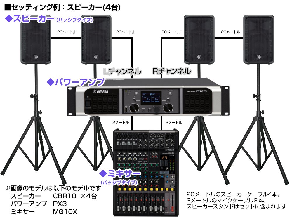 楽天市場】YAMAHA ヤマハ PA 音響システム スピーカー4台 イベント