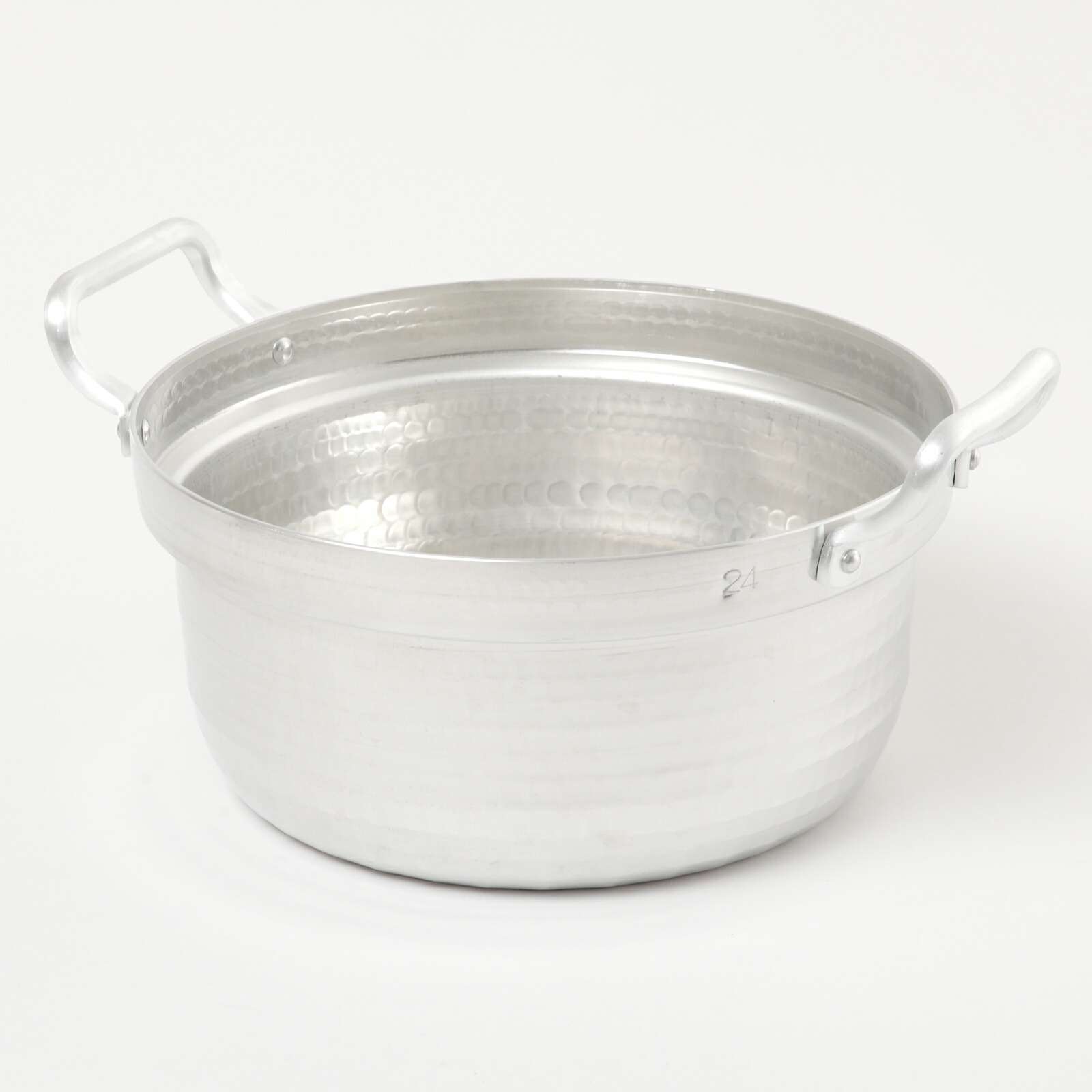 楽天市場】アルミ段付き 両手鍋24cm 蓋付きセット 単品 手打ち槌目