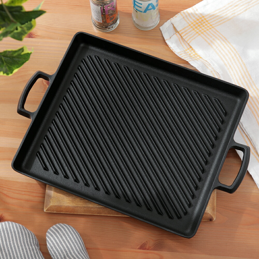 楽天市場】南部鉄器 オイルプレートグリル IH対応 23014 焼肉 角型