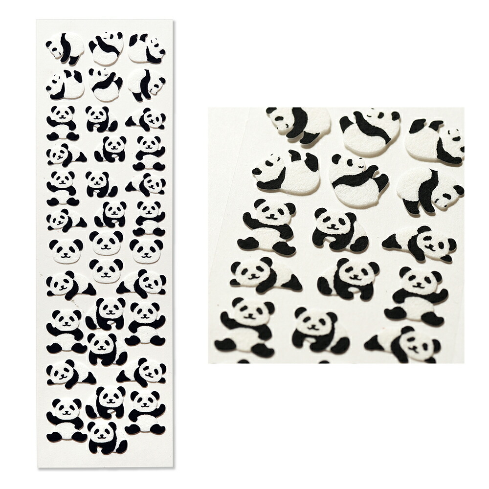 楽天市場】シール 起毛 パンダ(1シート34ピース) 133-39【ジーシー