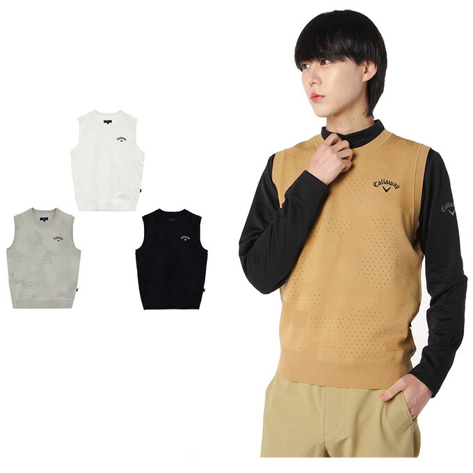 Callaway ネイビー ドット柄 シャツ ベストセット キャロウェイ