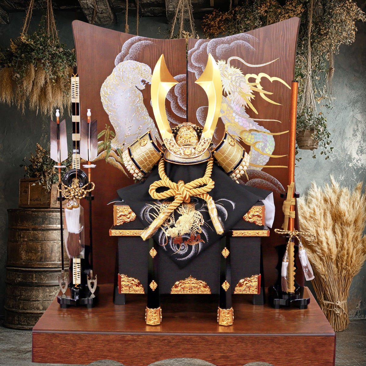 楽天市場】五月人形 兜 モダン 【 90cm屏風 平飾り 本作り 斬(ざん