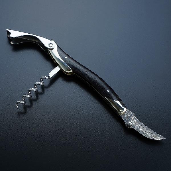 楽天市場】ATHRO アスロ ソムリエナイフ 黒檀 V金10号 ダマスカス