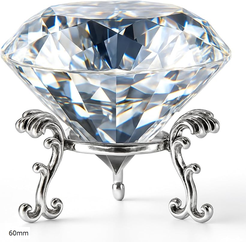 楽天市場】クリスタル 60mm 台座付き ダイヤモンド 宝石 クリア 置物