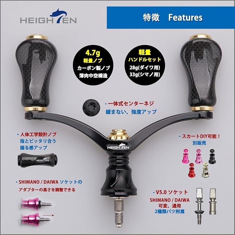 楽天市場】80mm リール ハンドル 20mm カーボン ノブ 搭載 シマノ