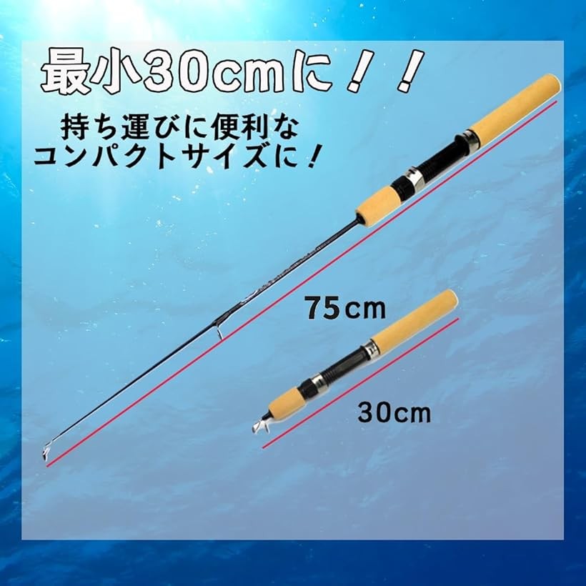 楽天市場】釣り竿 釣竿 コンパクト モバイル ロッド 75cm 2本セット
