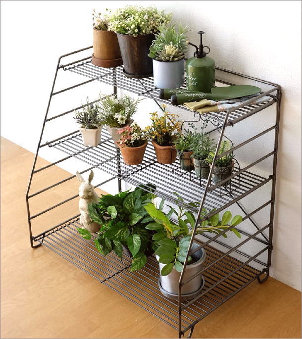 楽天市場】オープンラック 3段 アイアン 可動棚 オープンシェルフ 観葉