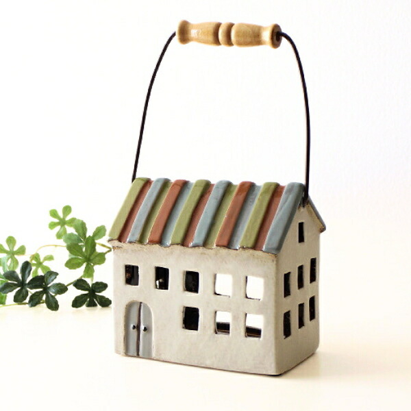 楽天市場】キャンドルホルダー 家 おうち ハウス 陶器 アンティーク